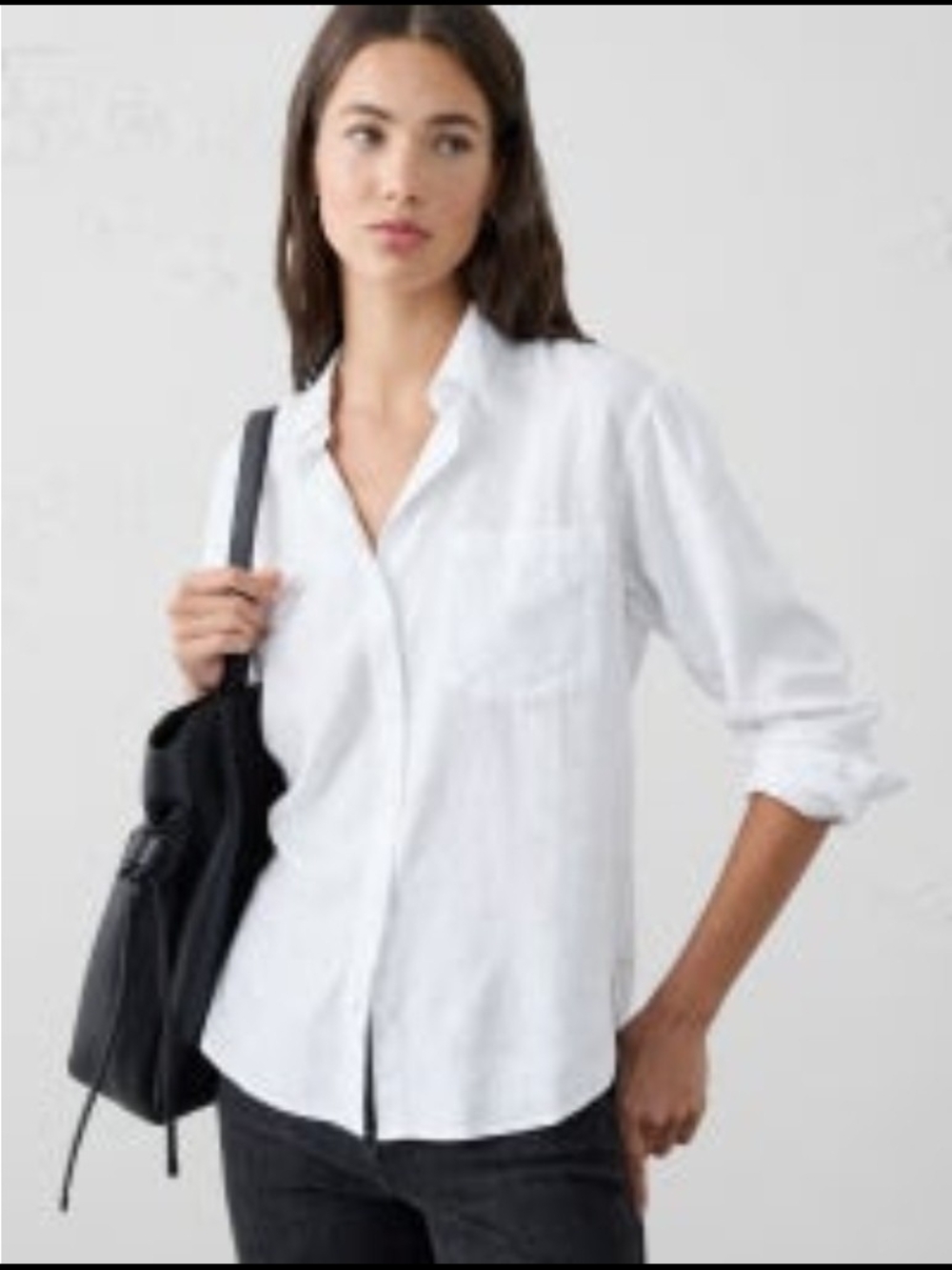 Banana Republic White Linen-Blend Button Shirt